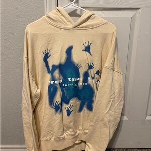 Aelfric Eden Yellow Hoodie with Blue Handprint Design